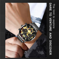 Reloj De Lujo Para Hombre En Malla Dorada Con Cuerda De Cuero Reloj De Cuarzo Negocios Reloj Luminoso Reloj Masculino Relogio Masculino - details 9
