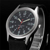 Reloj De Cuarzo Para Hombre Negro Con Correa De Nylon Militar Deportiva Moda Cuadro De Numeros Arábigos Clavija De Hebilla - details 4
