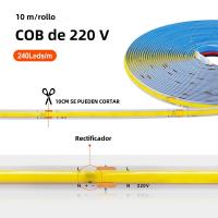 Tira De Luz LED COB Flexible 220V Super Brillante 240LEDs/m 5m-20m RA90 3000K-6000K Iluminación Lineal Para Sala De Estar - details 4