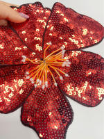 1 Pieza De 20CM De Flores De Lentejuelas Brillantes En Rojo Naranja Azul Dorado Plateado Rosa Para Vestido De Noche Traje De Baño DIY Aplicación - details 9