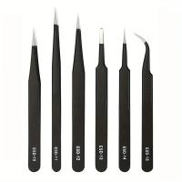 Juego De Pinzas Antiestáticas ESD De Precisión 6-Pc Herramienta Duradera De Acero Inoxidable Para Reparación Electrónica Y Modelado De Procesos - details 0