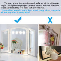 Espejo De Maquillaje LED Portátil Con Ventosa Y Luz USB Cargable Luz De Noche Para Dormitorio Y Baño Dimmable Y Sin Cable - details 3
