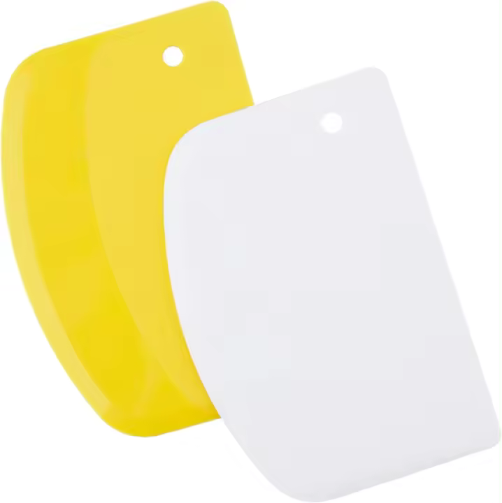 2 Rascadores de masa de plástico de 13,5x9 cm, para repostería, para decorar pastes y hornear (Amarillo y Blanco) - 1