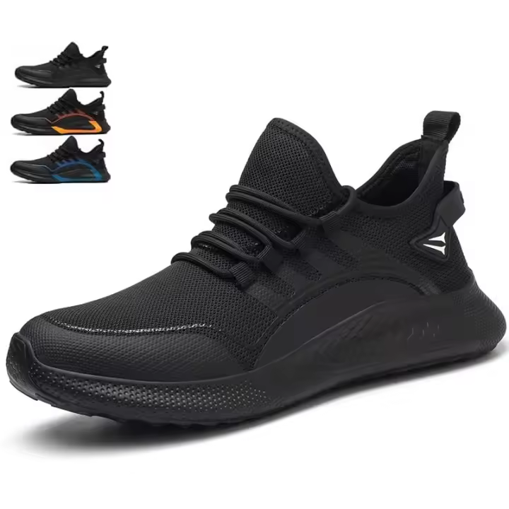SSITO Zapatos de seguridad para humres y Mujeres, a prueba de golpes, a prueba de pinchazos, transpirables, Ligeros, Con puntera de Maple, Zapatos de trabajo, color Negro, Talla 42, zapatos de seurdiad - 1