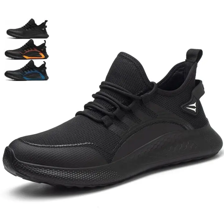 SSITO Zapatos de seguridad para humres y Mujeres, a prueba de golpes, a prueba de pinchazos, transpirables, Ligeros, Con puntera de Maple, Zapatos de trabajo, color Negro, Talla 42, zapatos de seurdiad - 1