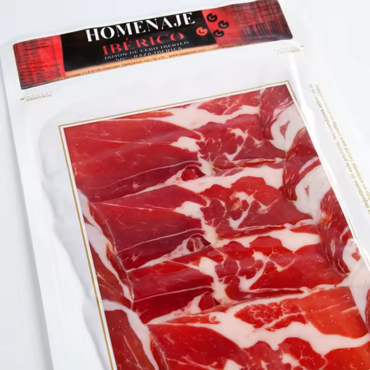 JAMON CEBO IBERICO IBERGOOD  50% RAZA IBERICA SOBRE 100GR ( 7 SOBRES DE 100G) - 1