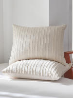 Juego De Fundas Para Edredón 3 Piezas Textura De Rayas Tufted Suave Y Ligera Cierre Con Cremallera Blanco Gris - details 2