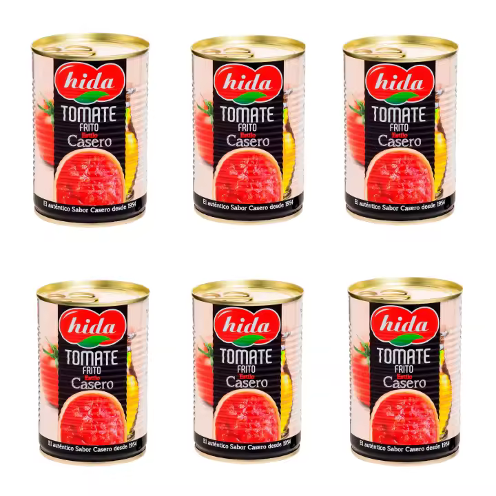 Tomate Frito Hida. Paquete de 6 Botes x 400 gr + 15% Gratis - Tomate Frito Hida Aceite Oliva - Estilo Casero - 1