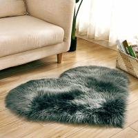 Alfombra De Imitación De Lana De Oveja No Esmerilada Antideslizante Para Dormitorio Alfombra De Pelo Largo En Forma De Corazón Y Color Sólido Para Decoración Del Hogar - details 9
