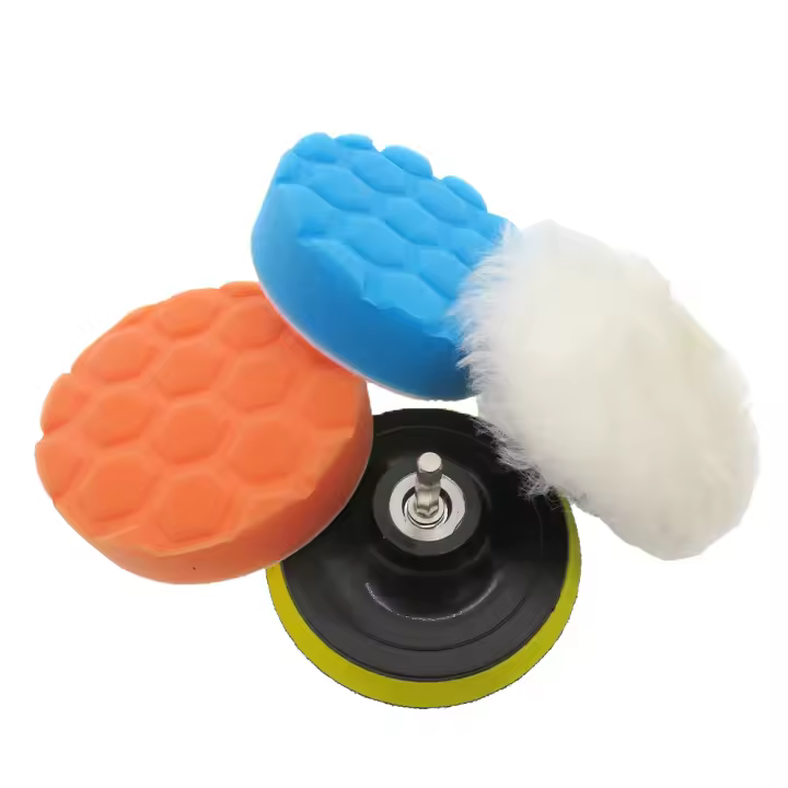 4 Pcs Pads De Pulido De 4 Pulgadas 100mm Para Limpieza Y Cera Con Adaptador M10 Para Broca Eléctrica Y Polidor Automóvil Material De Lana Y Esponja - 1