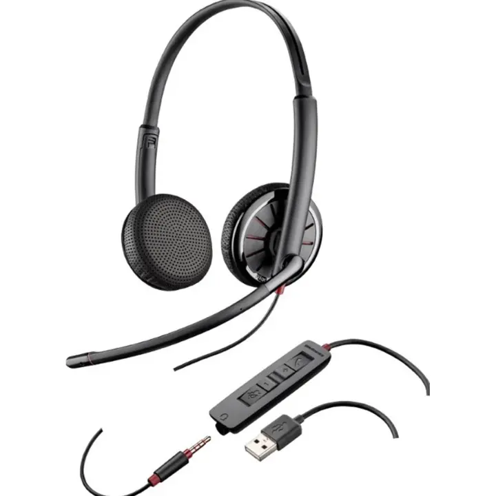 PLantronics Blackwire C325-M Stereo - Auriculares para oreja con conexión USB-A y Jack de 3.5 mm, compatibles con todos los dispositivos, control de llamada en el cable - Ideal para tus necesidades de audio. Perfecto para viajar, estudiar y trabajar - 1