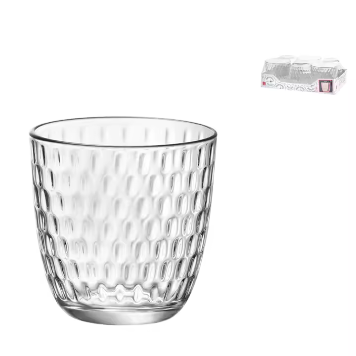 H&H Juego de 6 Vasos de Cristal Elegante Relieve - 29 Cl - 1