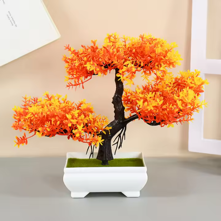 Pequeño Árbol Bonsái Artificial Verde En Maceta Flor Falsa Para Decoración De Habitaciones Casas Bodas Jardines Arreglo Ornamental - 1