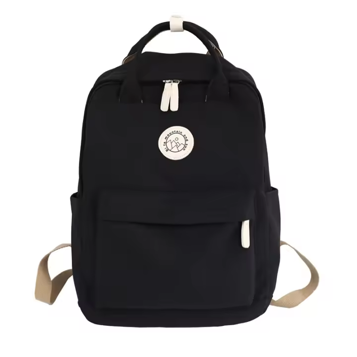 Mochila Negra Para Mujer Aophlola Impermeable De Nylon Bolso De Viaje Empresarial Portátil Con Zíper Y Bolsillos Internos - 1