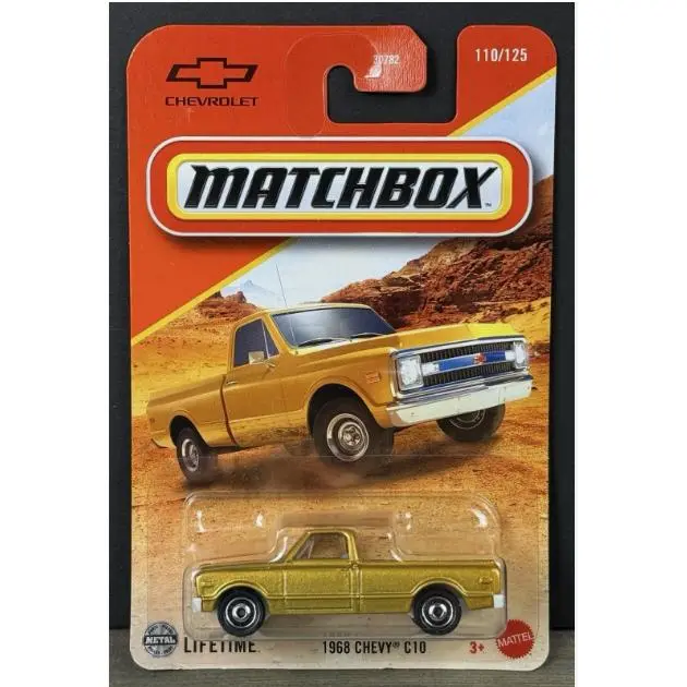 MATCHBOX - 1968 -  Chevy C10 Miniatura 1:64 - Con detalles realistas, decoraciones auténticas y ruedas reales en movimiento - Coleccionable - Idea regalo -  Recomendamos para mayores de 4 años - 1