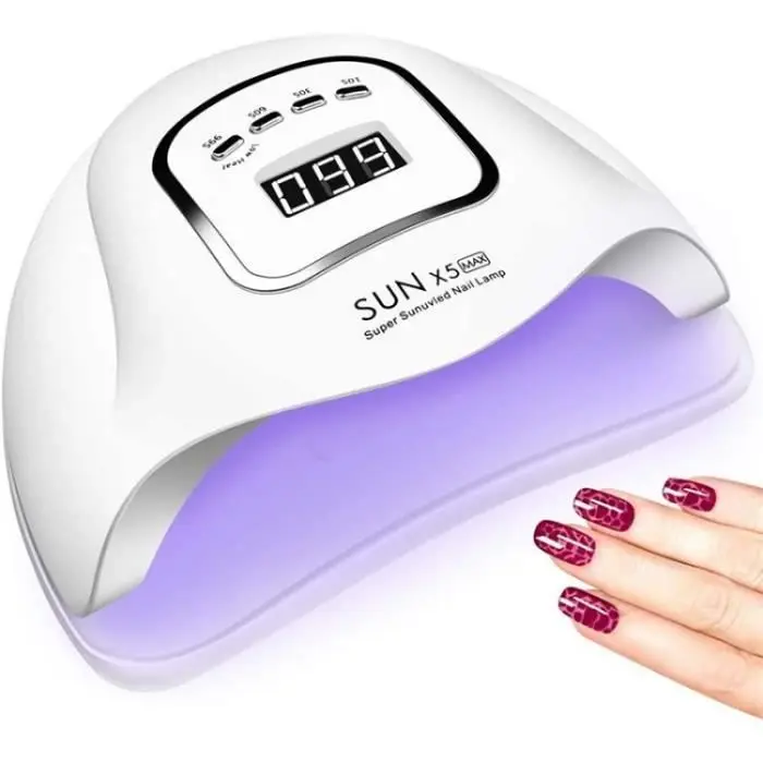 Lámpara de uñas SUN X5 MAX 150W UV LED - LEMONDA - Blanca - 45 perlas LED - 4 configuraciones de temporizador - 1