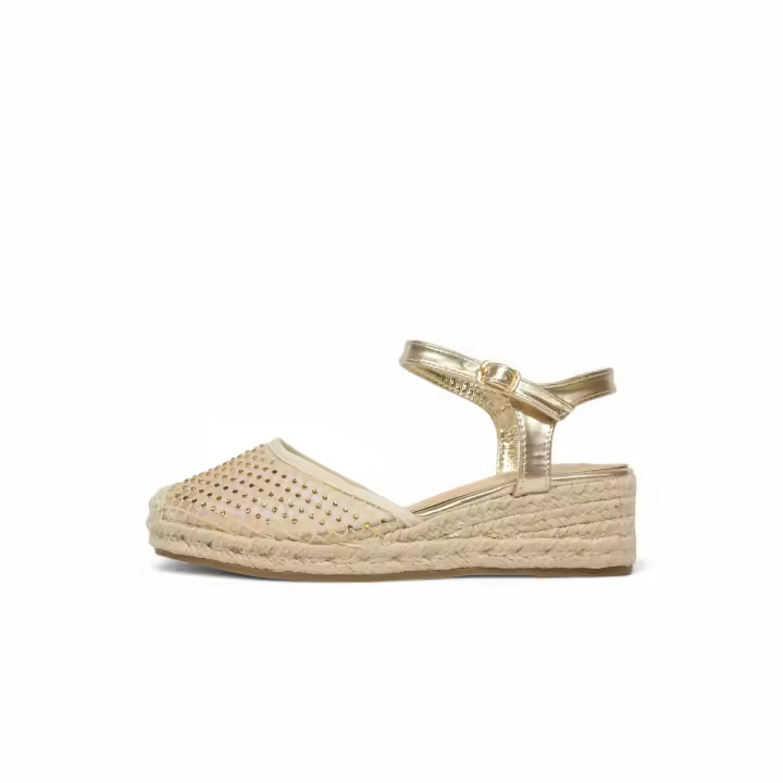 Sandalias de cuña baja con encaje de brillos yz24-054 - 1