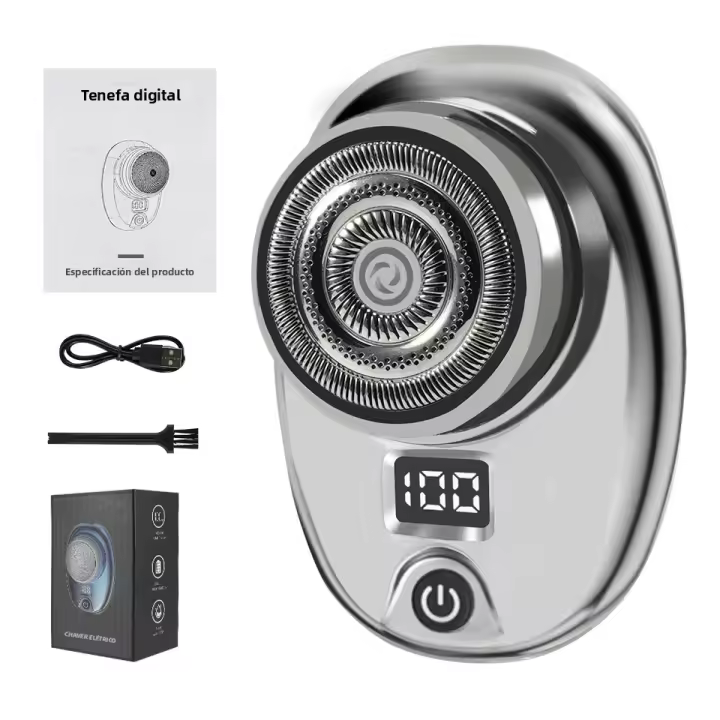 Afeitadora Eléctrica Mini Portátil Para Hombres Carga Rápida 1 Hora Pantalla Digital Afeitado Seco Y Humedo Acero Inoxidable - 1