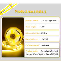 Tira De LED COB Flexible 24V 12V 8mm 320LEDs/M 3000K 4000K 6000K Decoración De Habitaciones 1M 5M 10M No Impermeable Para Sala De Estar - details 7