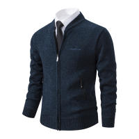 Chaqueta De Punto Para Hombre 2023 Cuello Erguido Gruesa Y Cálida Cardigan Suéter Casual Abierta Por Cremallera Manga Larga - details 29