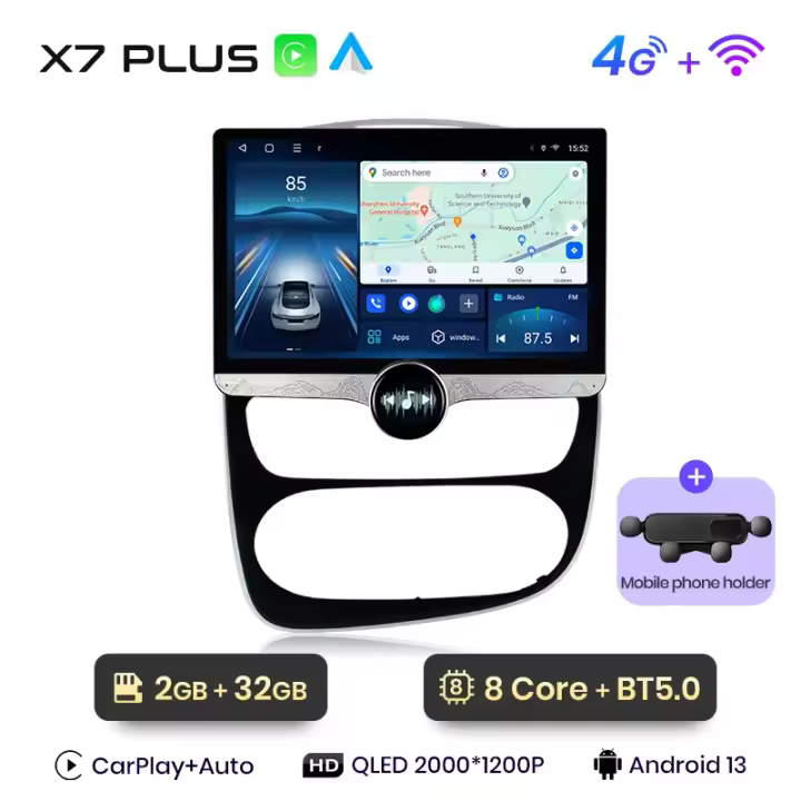 Junsun 11.5" QLED 2K Radio Android 13 CarPlay Auto para Renault Clio 4 2012 2013 2014 2015 2016 2017 2018 2019 sistema multimedia inteligente con CarPlay - 1