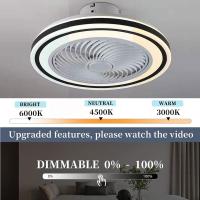 50WVentilador de techo de 10,3 pulgadas con luz, ventilador 2 en 1, con mando a distancia, tres velocidades, atenuación de tres colores, sincronización de 6 velocidades, apto para dormitorios y salones - details 6