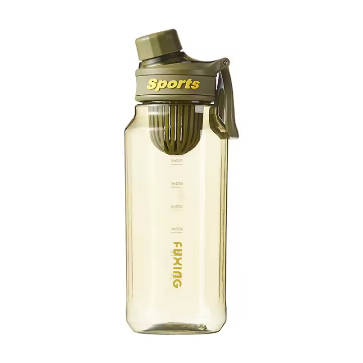 Botella de Agua Verde con Pajita y Marcador de Tiempo - 1