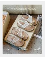 Sandalias De Verano Para Niñas Princesa Con Perlas Antideslizantes Tobilleras Casuales Estilo Versátil Planas Para Playa - details 1