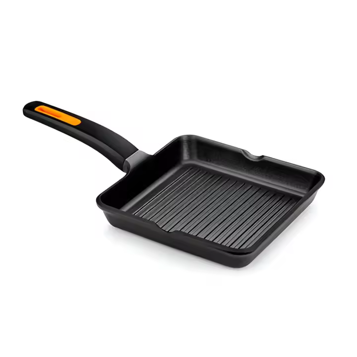 Bra Efficent Plus Negro y Naranja (BRA431422) - Sartén Grill 22cm Rayado, Para Inducción, Gas, Vitro, Eléctrica y Horno - 1