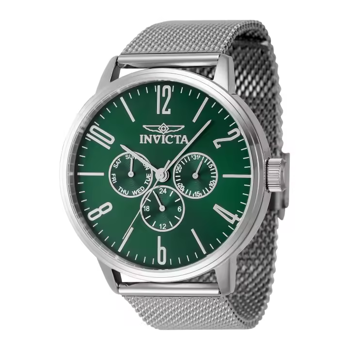 Reloj de pulsera Invicta Specialty - 47120 correa color: Gris plata Dial Latón Verde Hombre - 1