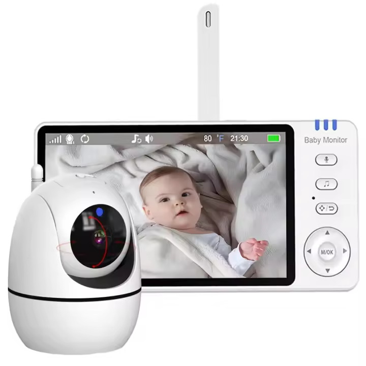 Monitor De Video Para Bebé 5 Pulgadas Con Zoom 4X Cámara Babyphone Vigilancia De Niños Visión Nocturna Audio Bidireccional Alarma De Llorido Potencia Guardada Multireceptor - 1