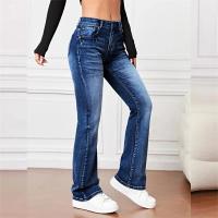 Jeans Flares Micro Para Mujer Casual Vintage Cintura Media Botones Splice Denim Pantalones Oficina Commuter Trend Streetwear - details 5