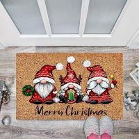 Felpudo de bienvenida de gnomo navideño, felpudo lavable de pelo bajo para interiores y exteriores, respaldo de goma antideslizante, felpudo absorbente para baño, felpudo para caravanas - details 2