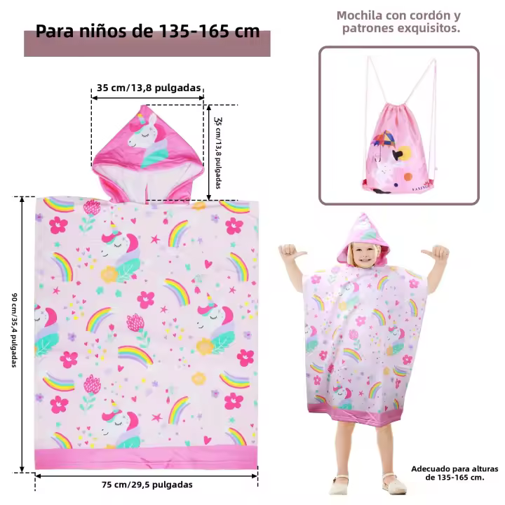 Toalla De Baño Para Bebés Con Capucha Microfibra Absorbente Para Niños Ropa De Playa Y Cambio De Ropa De Invierno Estilo Cartoon - 1