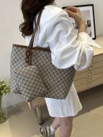 Bolso de Tela Grande, sencillo y versátil con decoración de Remaches, estampado retro de Flores, Gran capacidad, Bolso de hombre de moda para Uso Diario de Mujer, Nuevo - details 1