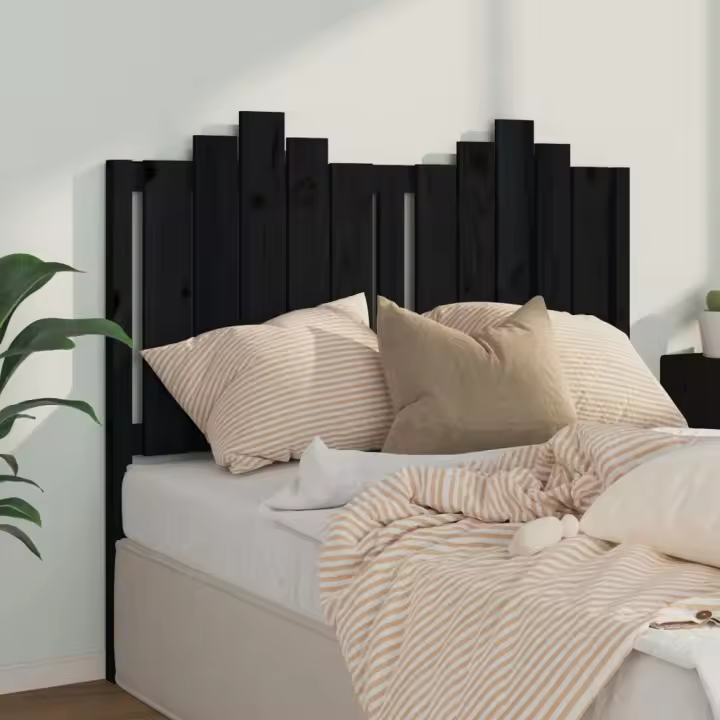 Cabecero de cama madera maciza de pino negro 126x4x110 cm - 1