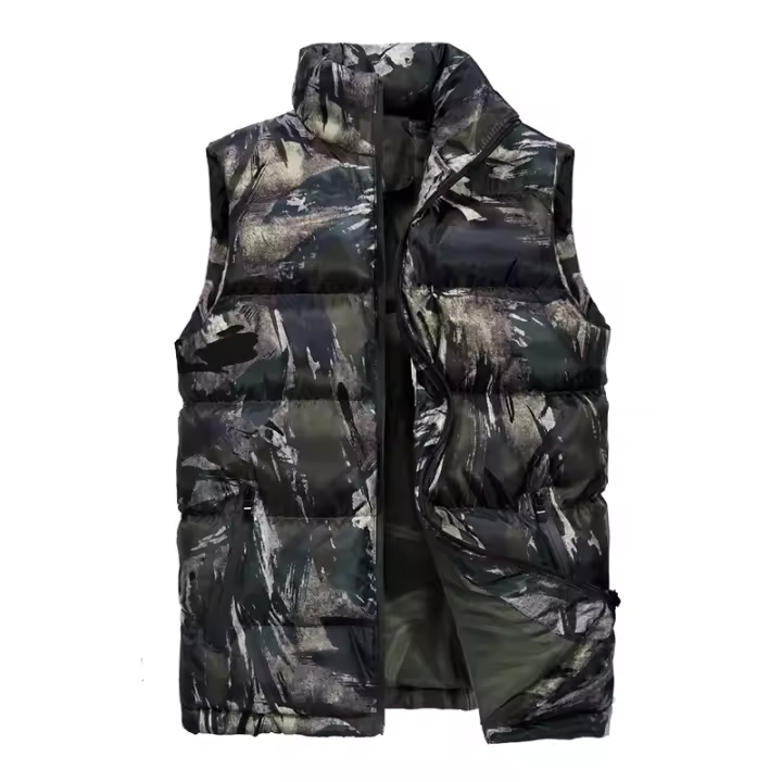 Chaleco De Camuflaje Para Hombre Con Capucha Antigolpes Y Cálido Sin Mangas Ropa Interior De Algodón Grueso Para Otoño E Invierno Estilo Casual - 1
