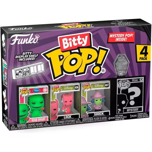 Blister 4 figuras Bitty POP Disney Pesadilla Antes de Navidad Oogie BoogieFigura  Coleccionable - Idea de Regalo- Mercancia Oficial - Juguetes para Niños y Adultos - Movies Fans - Muñeco para Coleccionistas y Exposición - 1