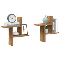 vidaXL Estantes pared 2 uds madera ingeniería 38x12x38cm en color Gris hormigón/Negro/Madera antigua y más | práctico organizador multiusos diseño compacto funcional - details 5