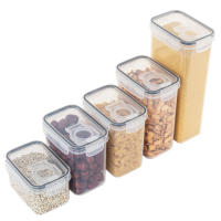 Caja De Almacenamiento De Alimentos Plástica Sellada Para Cereales Azúcar Frutas En Seco Jars Con Tapa Refrigerador Contenedor Organizador De Cocina - details 2