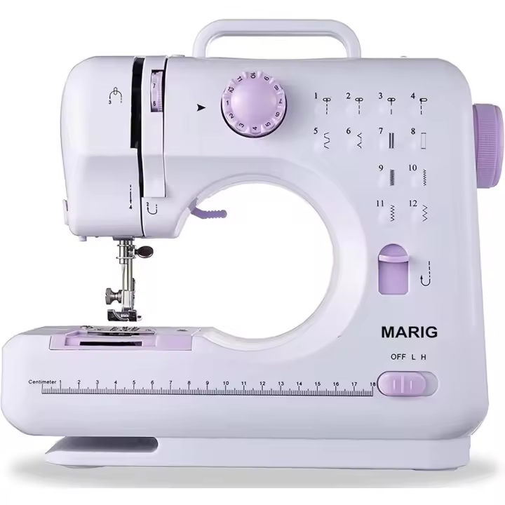 Mini máquina de coser para principiantes y niños de 8 a 12 años, máquinas de coser portátiles con 12 patrones de puntada incorporados, pedal ligero, de 2 velocidades (con kit） - 1