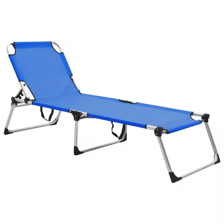 vidaXL Tumbona senior extra alta plegable aluminio azul - 1