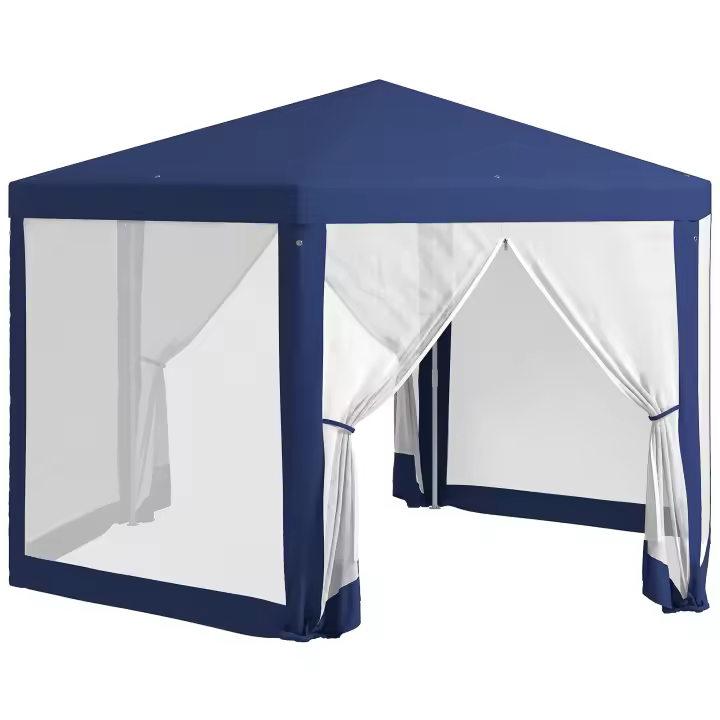 Gazebo 4x3m Hexagonal Impermeable Estable Resistente al Frío Gazebo con Mosquiteros Tienda de Fiesta Tienda de Jardín con 6 Paneles Laterales Gazebo de Jardín para Jardín de Camping, Azul - 1