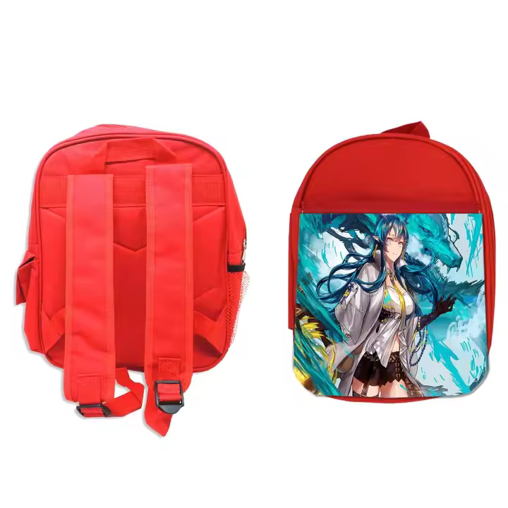 MERCHANDMANIA Pack Mochila Roja y Estuche videojuego mmo rpg arknights personaje ling dragon school material - 1