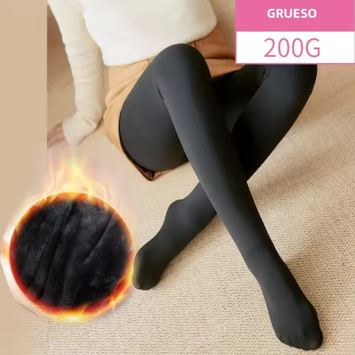 Pantalones De Veludo Negros Elásticos Para Mujer Talla Grande Leggings Casuales De Invierno Cálidos Con Forro De Fleece - 1