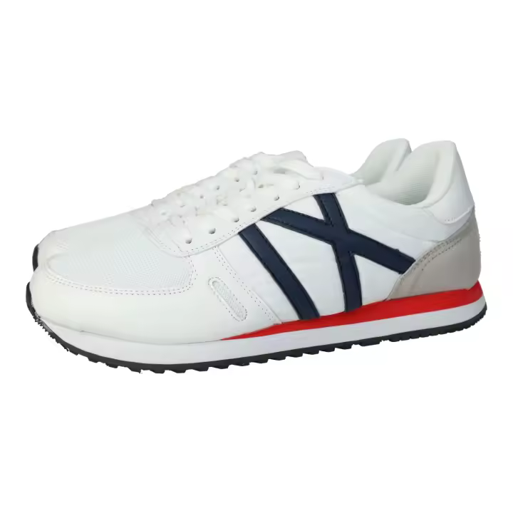 Deportivos marca DEMAX para hombre en color blanco-marino. Deportivas para hombres, blanco y azul marino, con cordones, sencillas y cómodas, plantilla extraible - 1