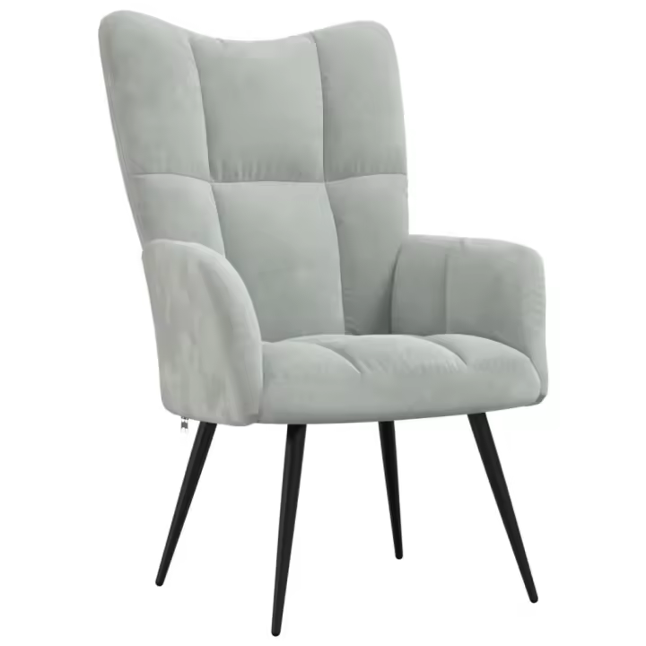 vidaXL Sillón de relax de terciopelo Gris claro, Gris oscuro, Verde oscuro Sillon Dormitorio Sillon Comodos Silla Relax Sillón Sofá - 1