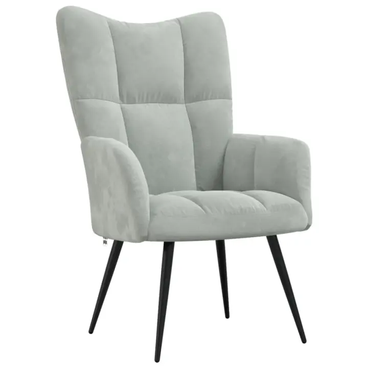 vidaXL Sillón de relax de terciopelo Gris claro, Gris oscuro, Verde oscuro Sillon Dormitorio Sillon Comodos Silla Relax Sillón Sofá - 1