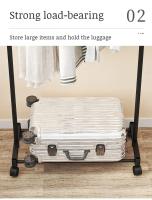 Rack De Ropa Doble Con Gancho Organizador De Ropa Para Dormitorio Móvil Con Ruedas Estante De Ropa Metálico Moderno Para El Hogar - details 5