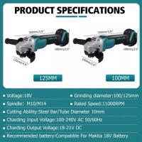 Grinder De Ángulo Sin Cable 21V 100mm/125mm Para Batería Makita Herramienta De Trabajo Potente Corte DIY Máquina De Trabajo - details 2